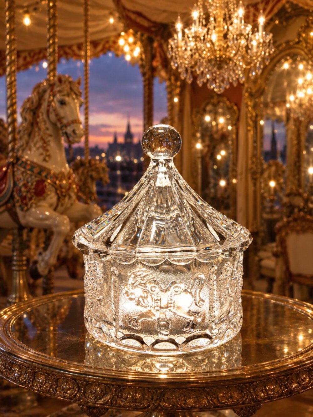 Vintage Goebel Crystal Carousel Candy Dish